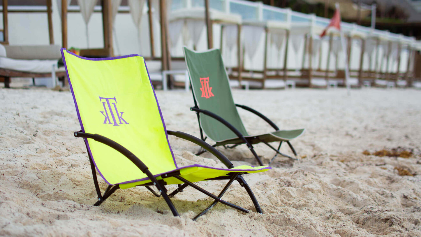BORA BORA YELLOW Silla de playa y camping plegable en bolsa portátil