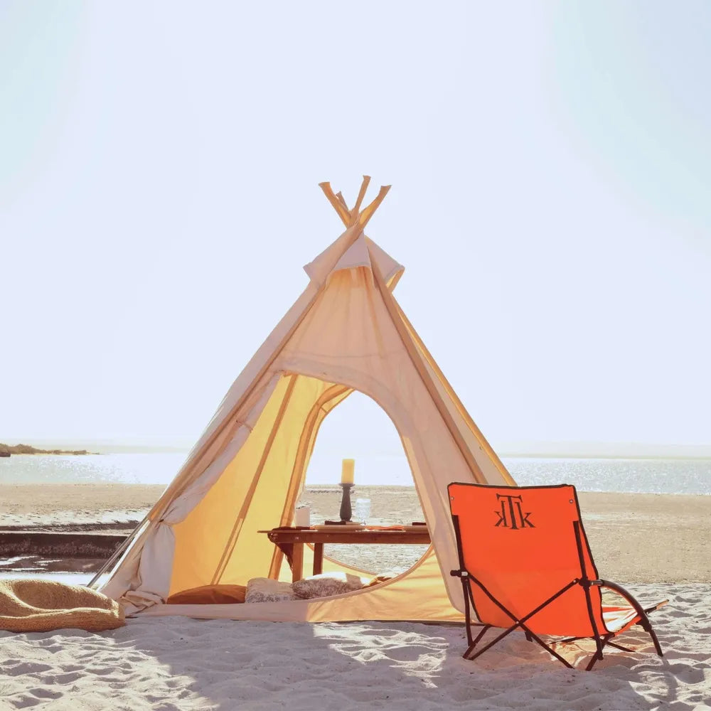 FORMENTERA ORANGE Silla de playa y camping plegable en bolsa portátil