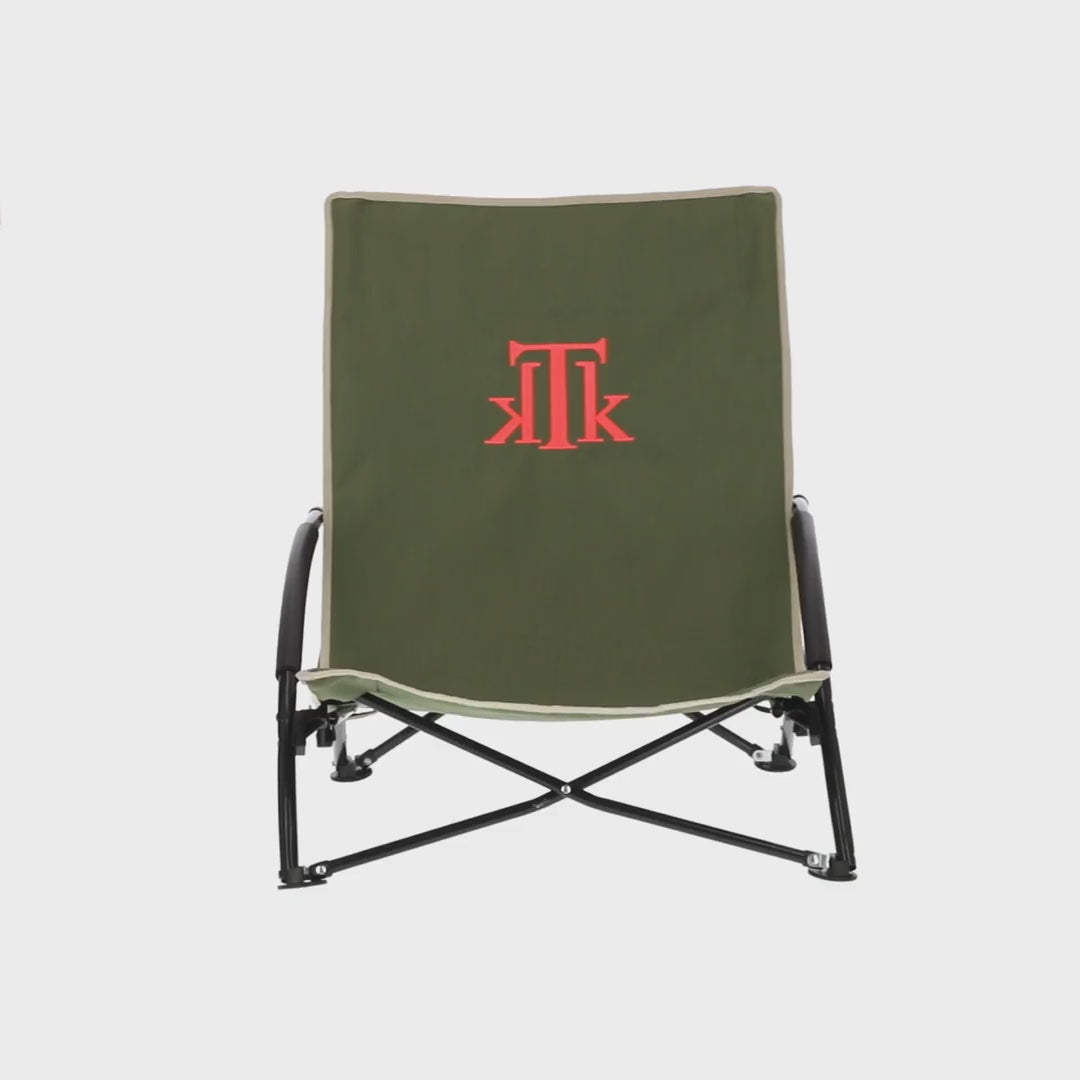 Silla de playa y camping verde y fluor plegable KTK KONTIKI, cómoda y resistente, ideal para disfrutar al aire libre