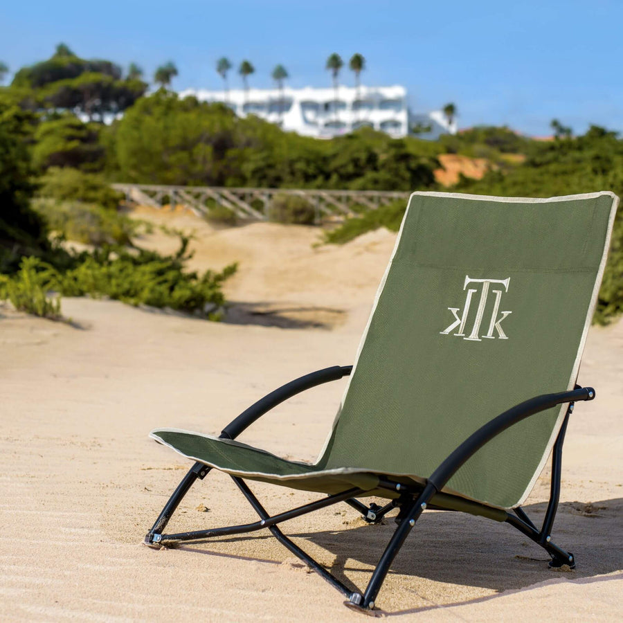 Silla de Camping Plegable Premium en color verde para Pesca y Caza KTK Kontiki MUSTIQUE GREEN SAND