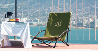 Silla de Camping Plegable Premium en color verde para Pesca y Caza KTK Kontiki MUSTIQUE GREEN SAND